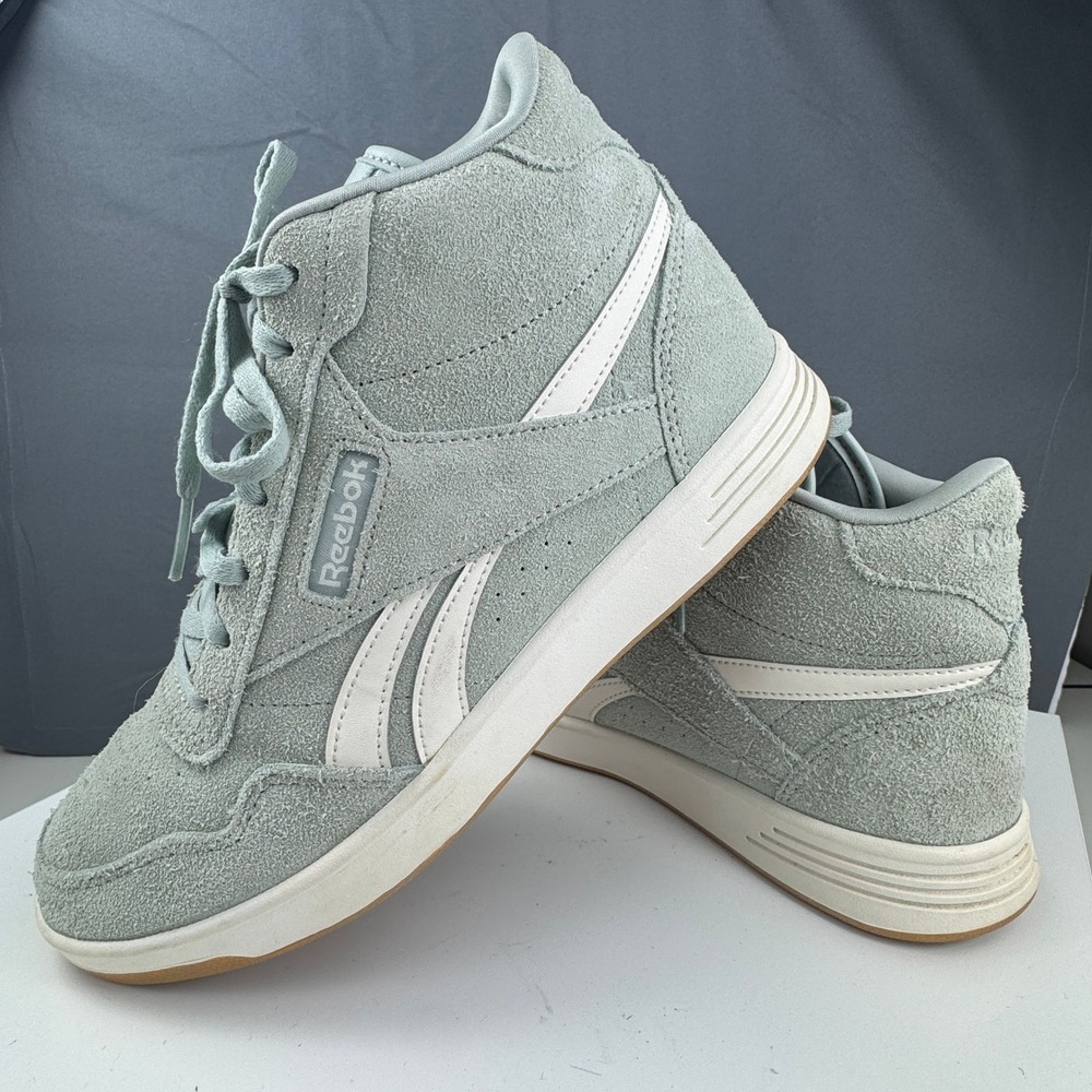 Reebok Court Advance High Top Suede Womens Size 8 Gray Green Skate Shoes Sneaker